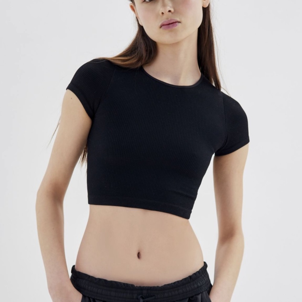 NWOT Urban Outfitters Out From Under Black Ribbed Cropped Tshirt